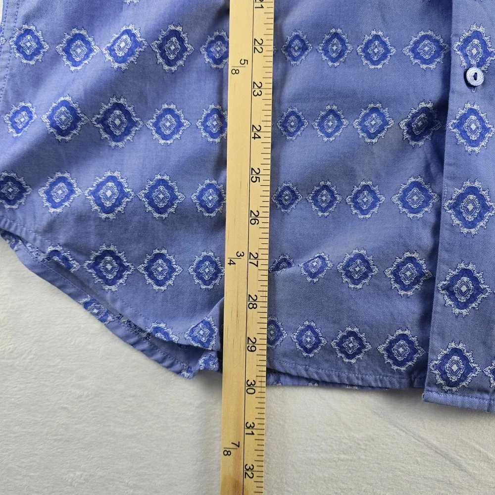 Robert Graham Kasha‎  Men's L Long Sleeve Button Up Shirt Blue Geometric Pattern